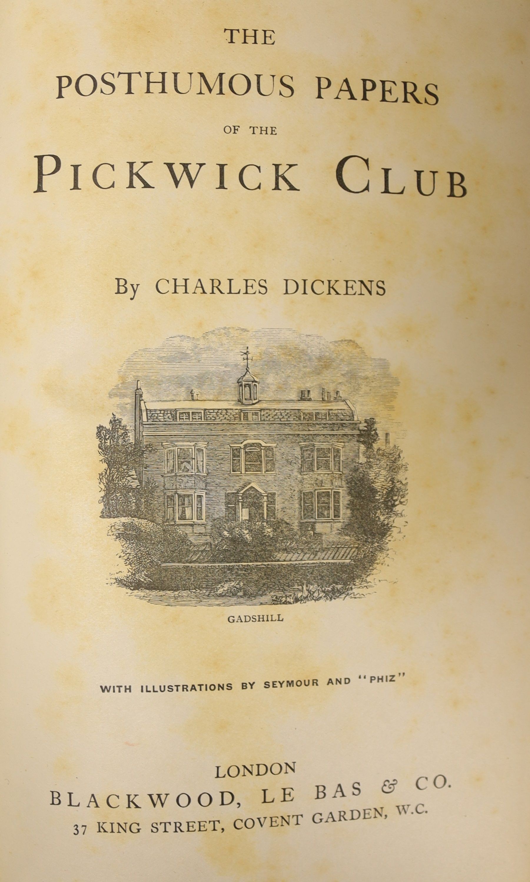 Dickens, Charles - The Works, 12 vols, blue cloth gilt, illustrations by ‘’Phiz’’, Seymour, and others, Blackwood, Le Bas & Co., [c.1900]; Hueffer, Ford, Maddox - The Cinque Ports, illustrated by William Hyde, qto, cloth